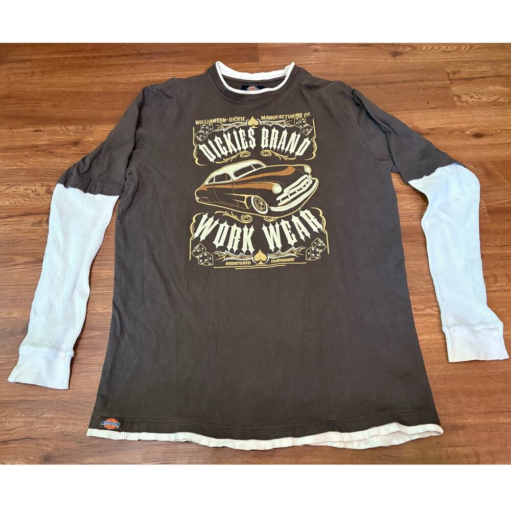 Dickies Brand Workwear Men's Long Sleeve Vintage 90s Affliction Style XXL Shirt